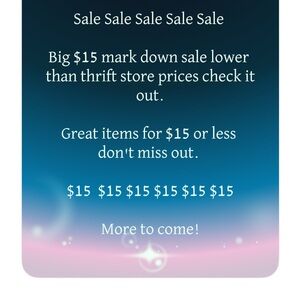 $15 Sale Announcement
